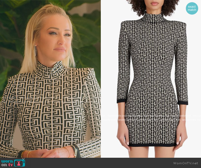 Balmain Bicolor Jacquard Knit Dress worn by Mary Fitzgerald on Selling Sunset