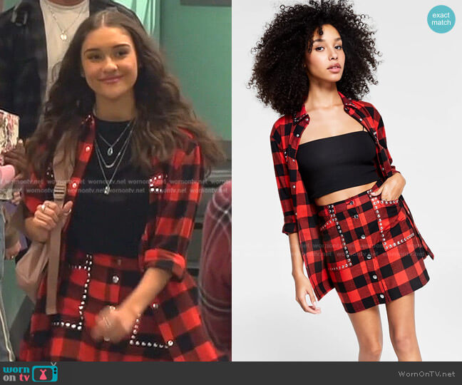 Bar III Buffalo Plaid Studded Shirt