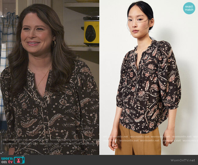 Ba&sh Caia Floral Blouse worn by Jen (Katie Lowes) on How We Roll