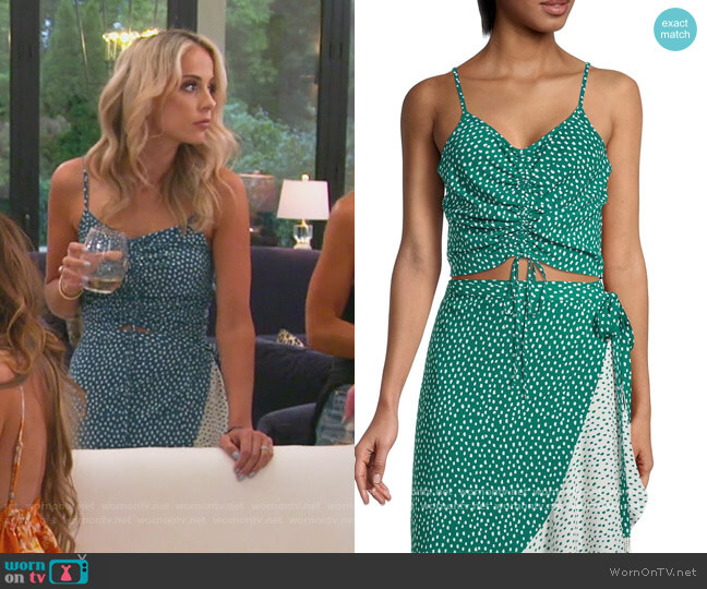 BCBGeneration Dot-Print Ruched Crop Top
