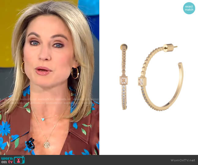 Bonheur Jewelry Maud Crystal Gold Hoop Earrings worn by Amy Robach on Good Morning America