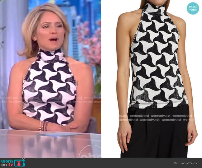 Bottega Veneta Printed Rib-Knit Halter Top worn by Sara Haines on The View