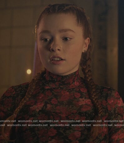 Britta’s floral mesh top on Riverdale