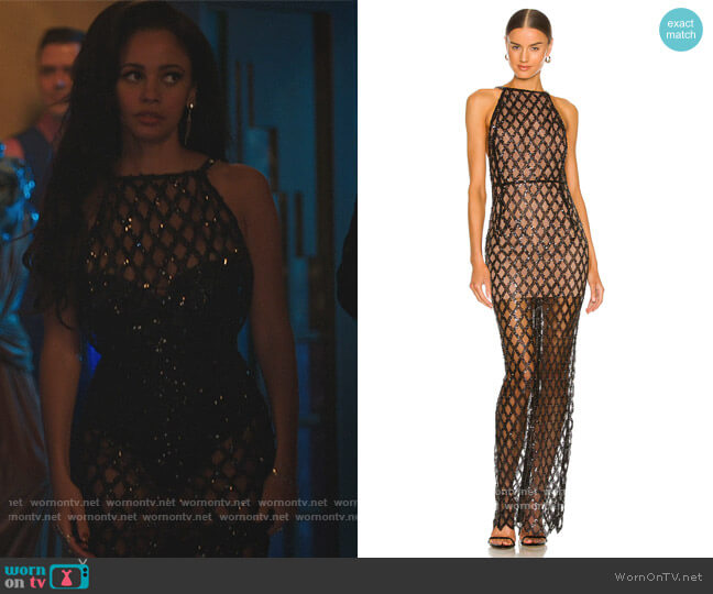 Bronx and Banco Coco Halter Neck Maxi Dress worn by Toni Topaz (Vanessa Morgan) on Riverdale