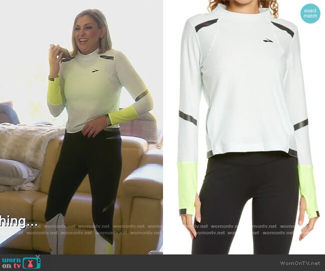 Brooks Carbonite Reflective Running Long Sleeve T-Shirt worn by Gina Kirschenheiter on The Real Housewives of Orange County