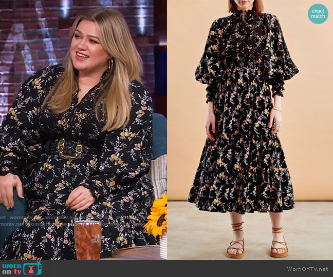 ByTimo Cotton Slub Midi Dress worn by Kelly Clarkson on The Kelly Clarkson Show