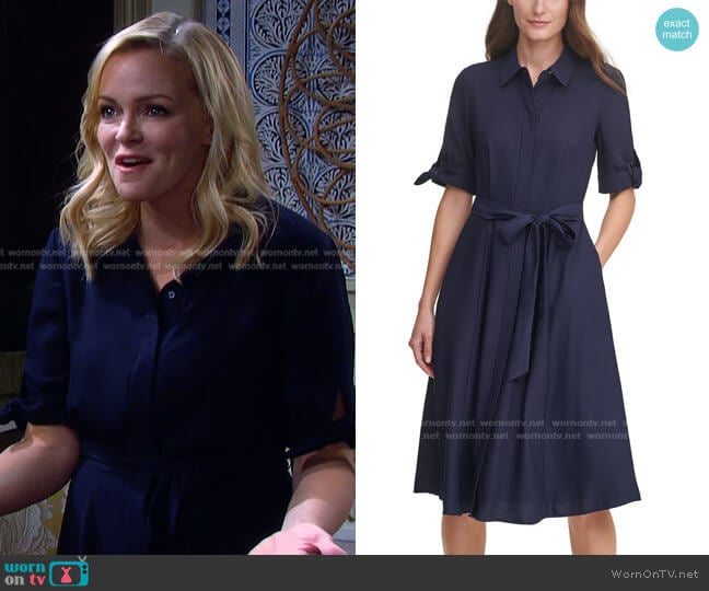 Calvin Klein Solid Midi Shirtdress worn by Belle Brady (Martha Madison) on Days of our Lives