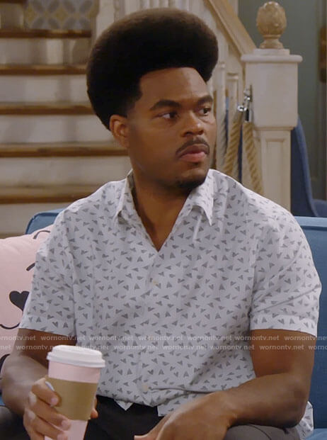 Carter’s paper airplane print shirt on Call Me Kat