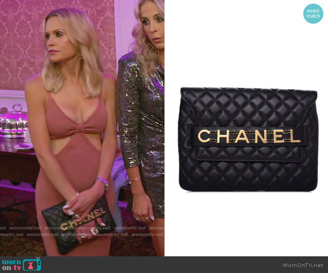 Chanel Calfskin Quilted Logo Flap Case worn by Jackie Goldschneider on The Real Housewives of New Jersey