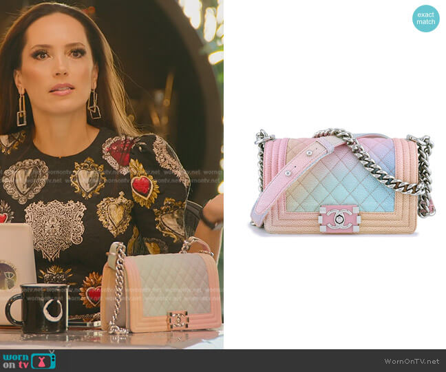 Chanel Caviar Quilted Medium Rainbow Boy Flap Multicolor worn by Davina Potratz on Selling Sunset