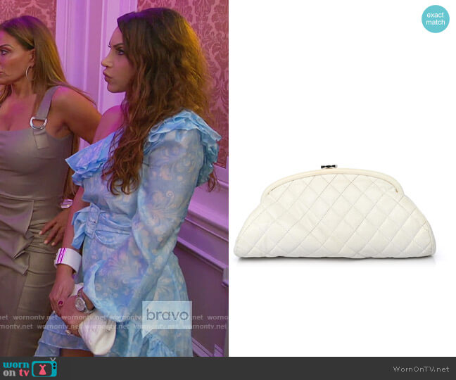 Chanel Caviar Quilted Timeless Clutch White worn by Jennifer Aydin on The Real Housewives of New Jersey