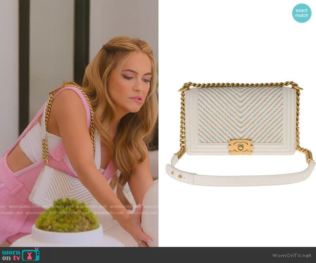 Chanel White Shoulder Bag worn by Chrishell Stause on Selling Sunset