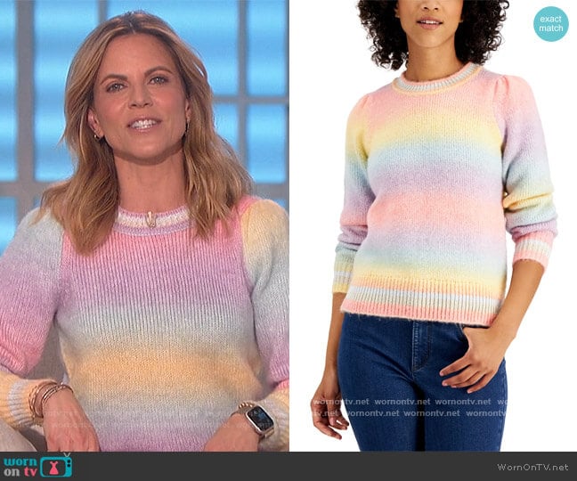 Charter Club Ombre-Stripe Sweater worn by Natalie Morales on The Talk