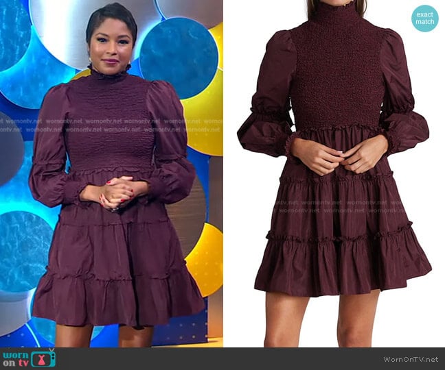 Cinq a Sept Kaya Fit-&-Flare Taffeta Dress worn by Alicia Quarles on Good Morning America