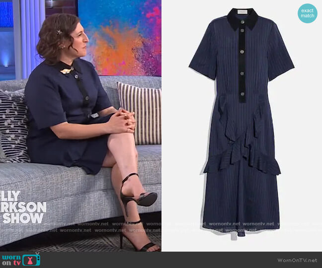 Coach Striped Long Ruffle Shirt Dress