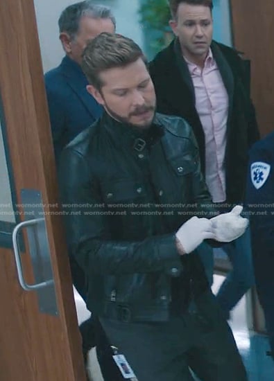 Conrad’s black leather jacket on The Resident