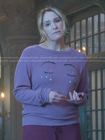 Davia’s pink eye print sweatshirt on Good Trouble