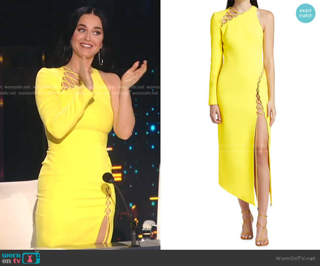 David Koma Lace-Up Midi-Dress worn by Katy Perry on American Idol