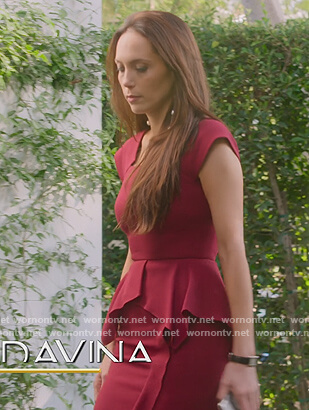 Davina’s red ruffled dress on Selling Sunset