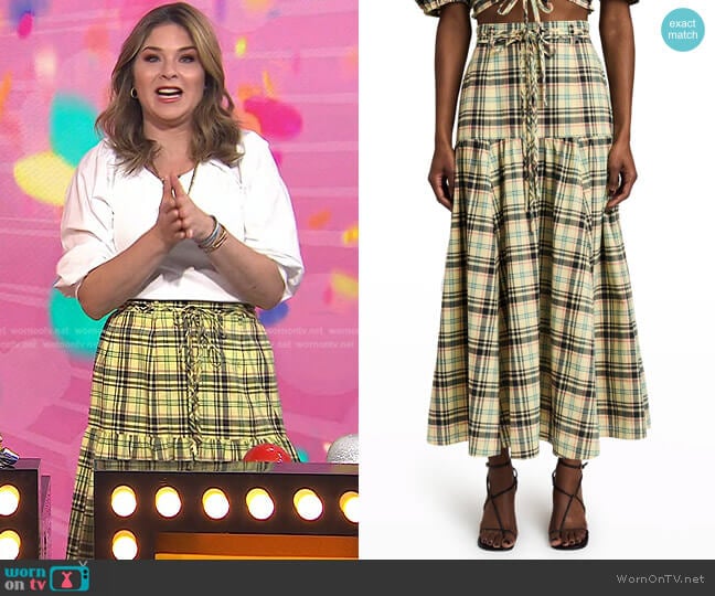 Derek Lam 10 Crosby Milly Custom Yarn-Dyed Plaid Maxi Skirt worn by Jenna Bush Hager on Today