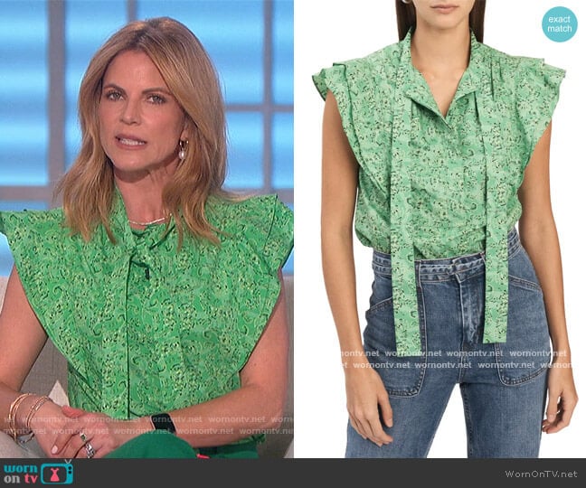 Derek Lam 10 Crosby Nora Ruffle Blouse worn by Natalie Morales on The Talk