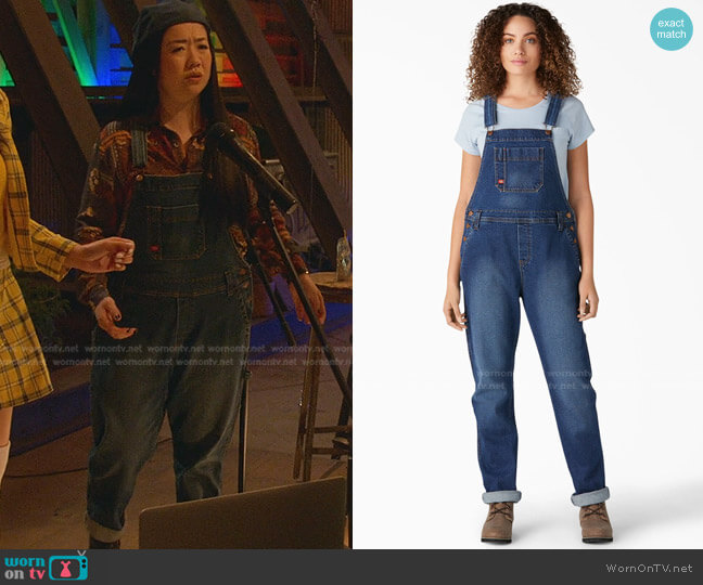 Dickies Denim Boyfriend Bib Overalls worn by Alice Kwan (Sherry Cola) on Good Trouble