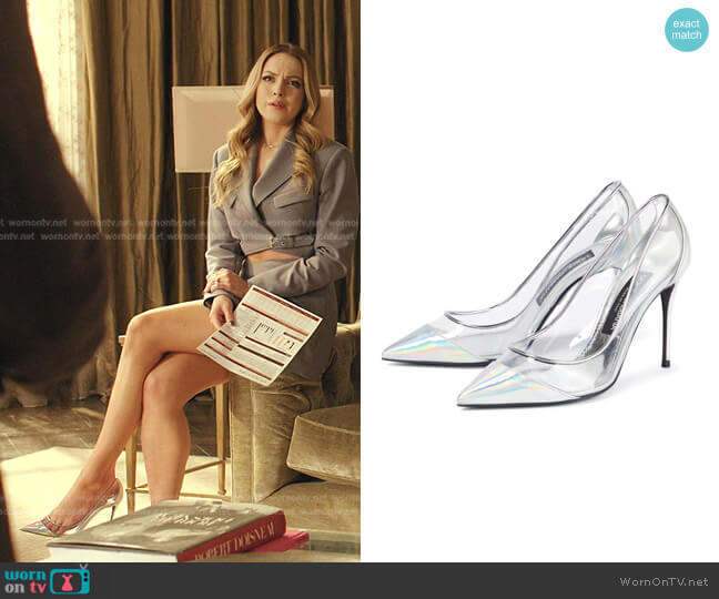 Dolce & Gabbana Cardinale Iridescent Pointed Toe Pump worn by Fallon Carrington (Elizabeth Gillies) on Dynasty