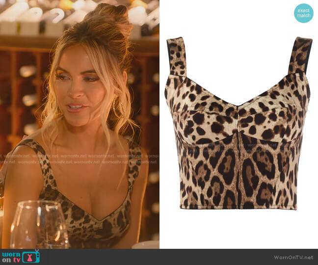 Dolce & Gabbana Leopard Print Bustier Top worn by Chrishell Stause on Selling Sunset