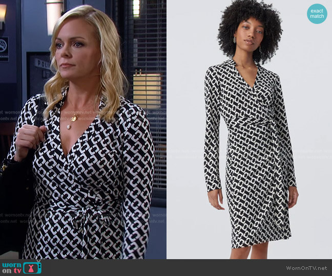 Diane von Furstenberg Jeanne Two Silk Jersey Wrap Dress worn by Belle Brady (Martha Madison) on Days of our Lives
