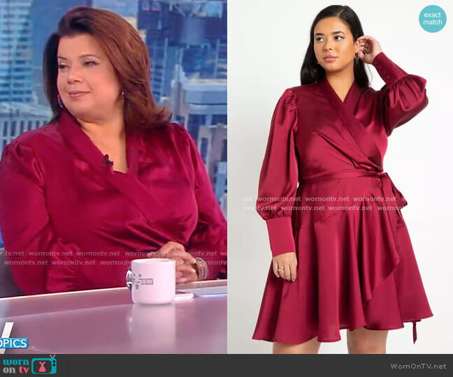 Eloquii Mini Satin Wrap Dress worn by Ana Navarro on The View
