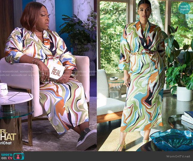 Eloquii Satin Dolman Sleeve Dress worn by Loni Love on The Real
