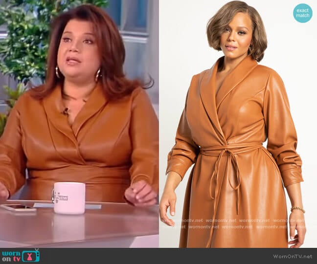 Eloquii Faux Leather Wrap Dress worn by Ana Navarro on The View
