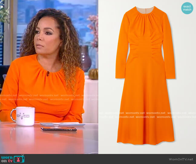Emilia Wickstead Paget gathered open-back wool-crepe midi dress worn by Sunny Hostin on The View