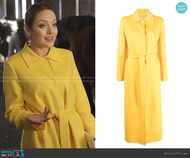 Emilio Pucci Tie-Waist Wool Coat worn by Fallon Carrington (Elizabeth Gillies) on Dynasty