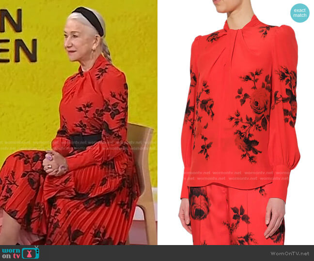 Erdem Fayola Floral Print Silk Crepe de Chine Blouse