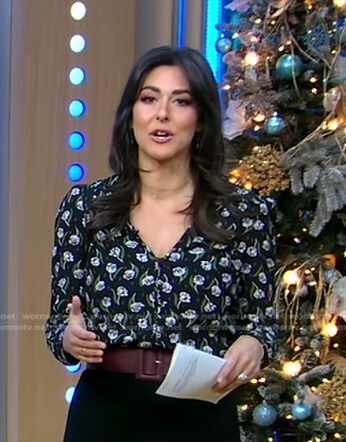 Erielle’s black floral blouse on Good Morning America