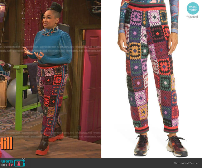 Farm Rio Mosaic Sweater Pants worn by Raven Baxter (Raven-Symoné) on Ravens Home