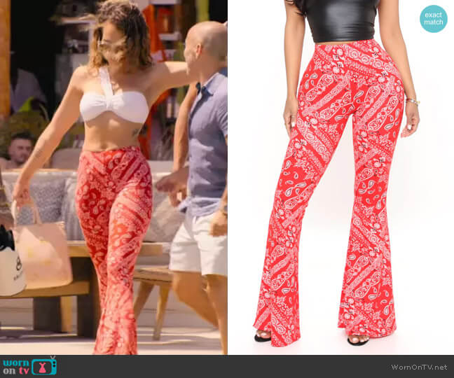 Fashion Nova Matching Bandana Flare Pant worn by Amanza Smith on Selling Sunset
