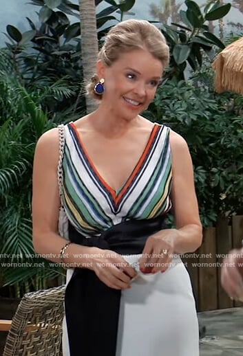 Felicia’s white stripe trim dress on General Hospital