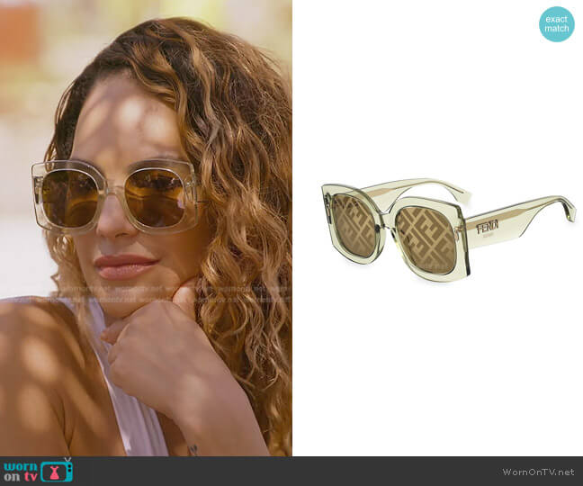 Fnedi Oversized Square Logo Sunglasses worn by Amanza Smith on Selling Sunset