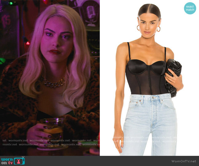 Fleur du Mal Silk and Mesh Bodysuit worn by Veronica Lodge (Camila Mendes) on Riverdale