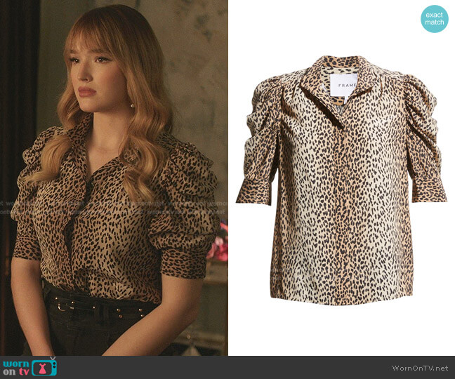 Frame Gillian Puff-Sleeve Top worn by Kirby Anders (Maddison Brown) on Dynasty