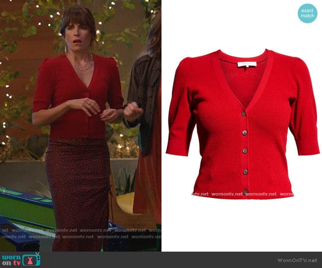 Frame Jocelyn V Neck Cardigan worn by Marina (Karla Souza) on Home Economics