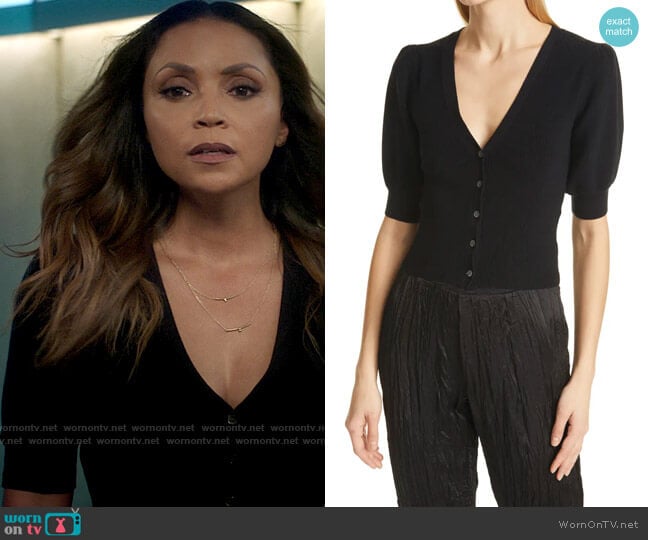 Frame Jocelyn Cardigan worn by Cecile Horton (Danielle Nicolet) on The Flash