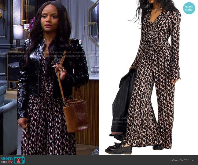 Free People Shayla Jumpsuit worn by Chanel Dupree (Raven Bowens) on Days of our Lives