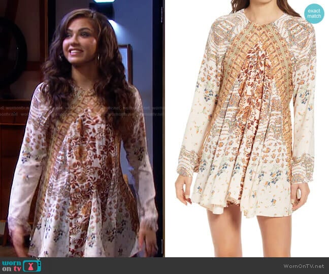 Free People Stevie Printed Long Sleeve Tunic Dress worn by Ciara Brady (Victoria Konefal) on Days of our Lives