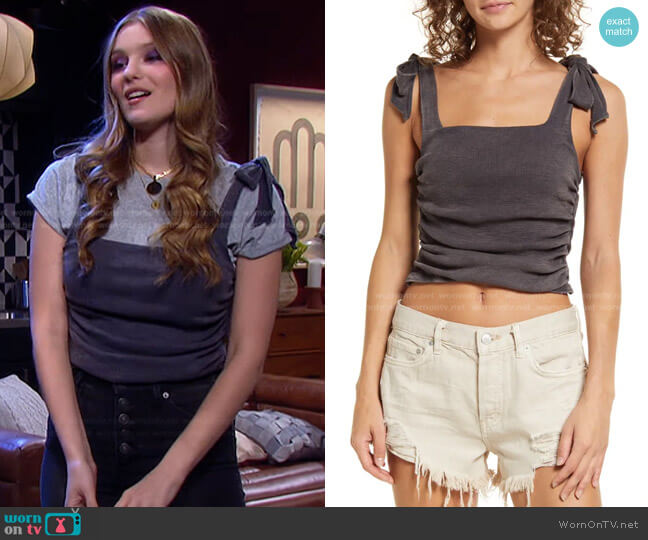 Free People Boulevard Cotton Crop Top worn by Alice Caroline Horton (Lindsay Arnold) on Days of our Lives