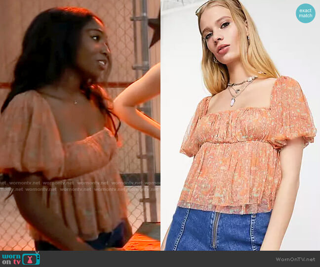 Free People Penelope Mesh Top worn by Trina Robinson (Tabyana Ali) on General Hospital