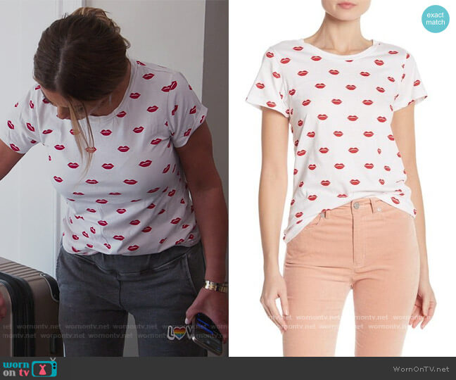 French Connection Lip Print Tee worn by Dolores Catania on The Real Housewives of New Jersey