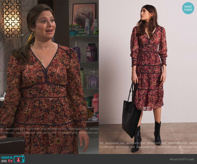 Ba&sh Gigi Midi Print Dress worn by Jen (Katie Lowes) on How We Roll